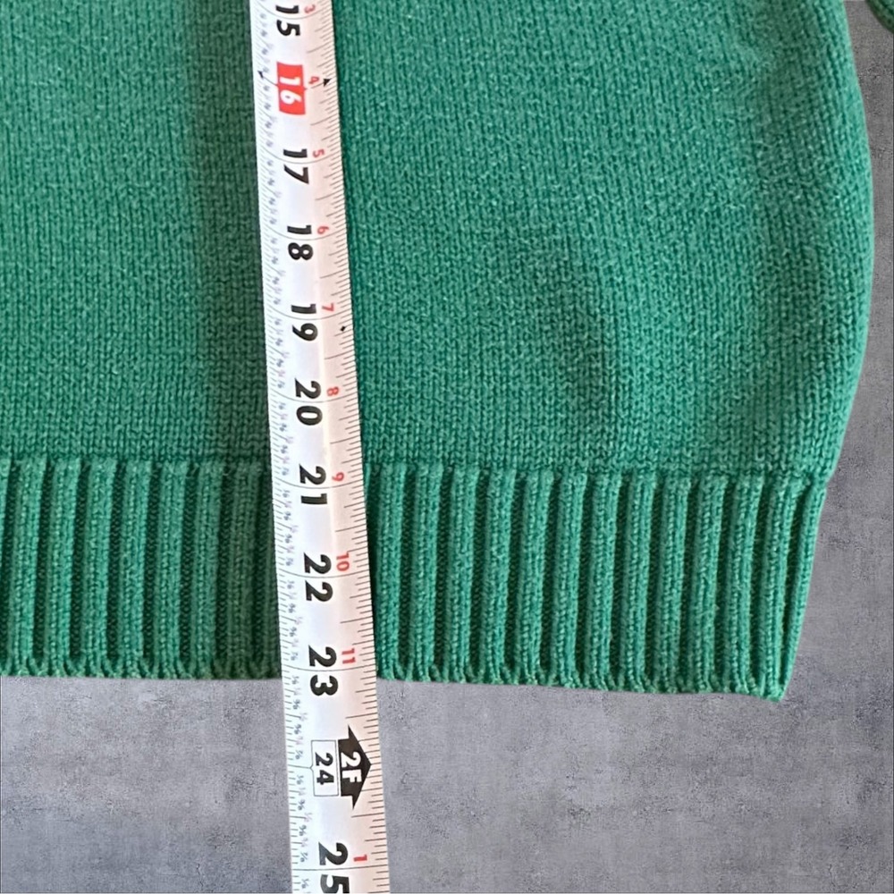 Vintage Lands End Green Cotton Sweater Womens XL Made in USA Raglan Crewneck - Picture 3 of 9